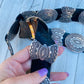 Vintage Navajo Black Leather And Sterling Silver Concho Belt