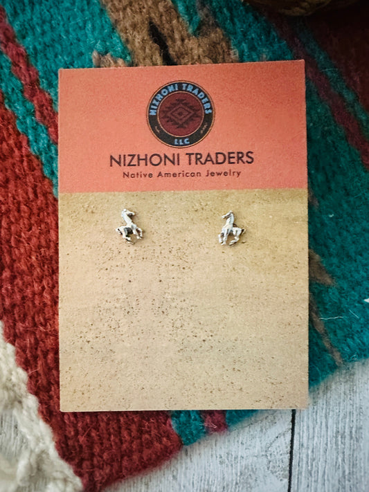 Navajo Sterling Silver Horse Stud Earrings