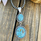 Navajo Sterling Silver & Kingman Web Turquoise Pendant Signed