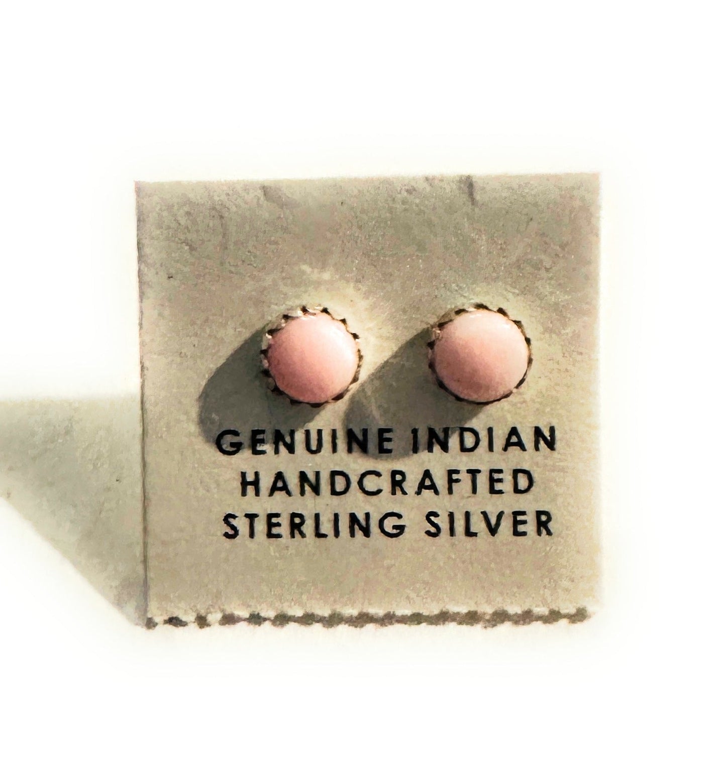 Navajo Queen Pink Conch & Sterling Silver Mini Stud Earrings
