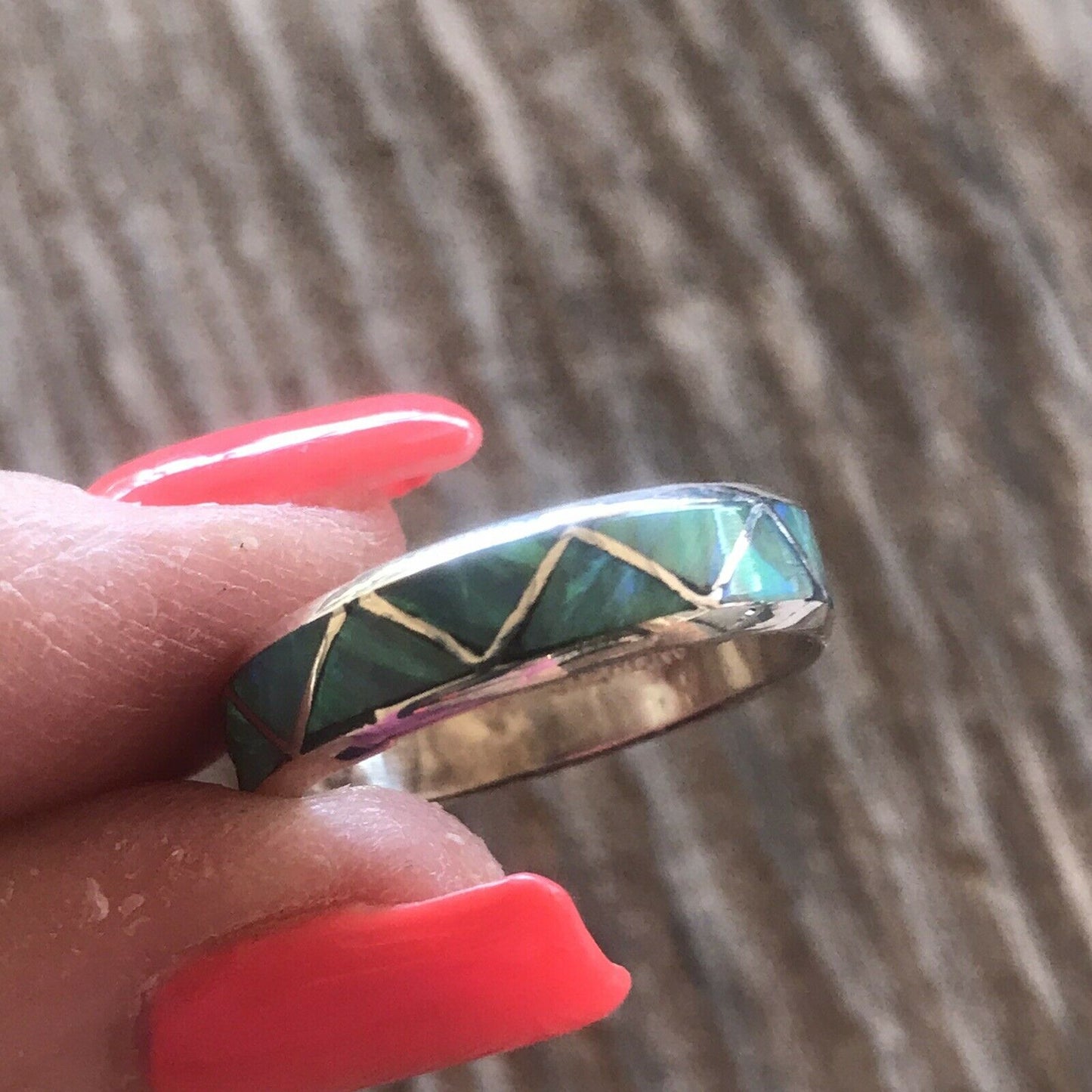 Navajo Sterling Silver Green Opal Stacker Ring