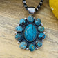 Navajo Sterling Silver & Multi Turquoise Cluster Pendant Signed
