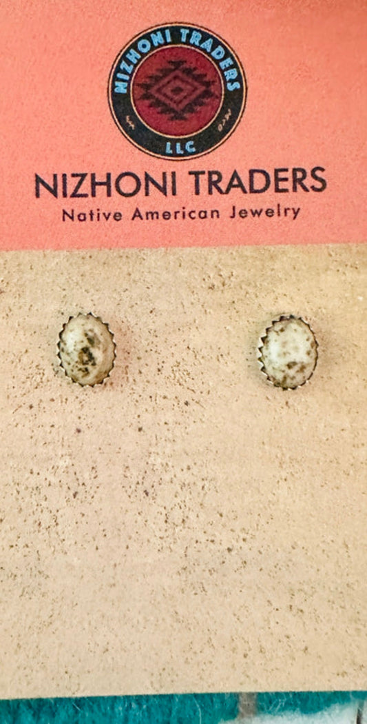 Navajo Wild Horse and Sterling Silver Stud Earrings