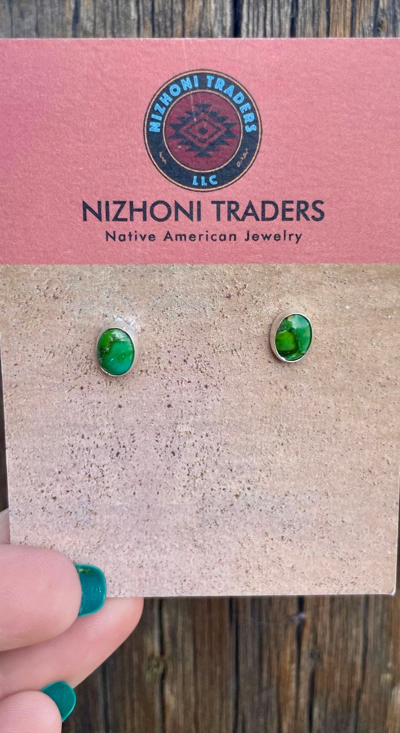 Navajo Sonoran Gold Turquoise & Sterling Silver Stud Earrings