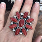 Navajo Sterling Silver Natural Red Coral Cluster Ring Lorenzo James