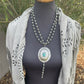 Navajo Sonoran Mountain Turquoise & Sterling Silver Signed Concho Necklace