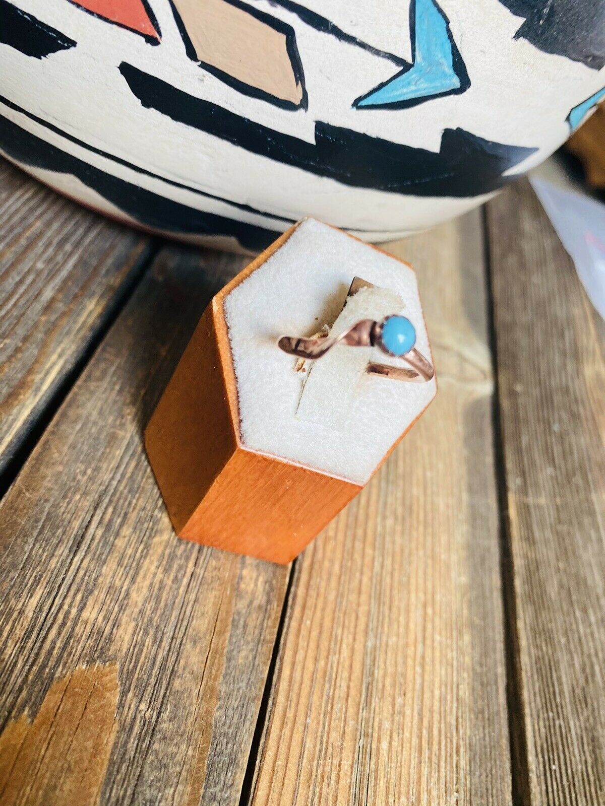 Navajo Copper Over Sterling & Turquoise Ring