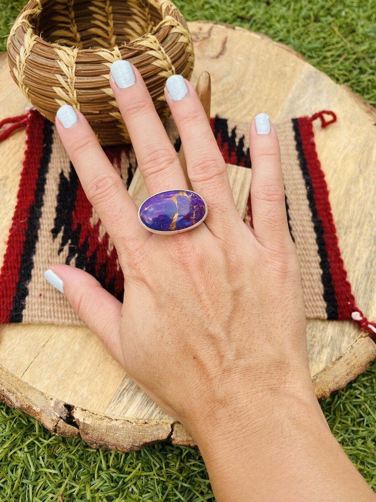 Navajo Purple Dream Mohave & Sterling Silver Adjustable Ring