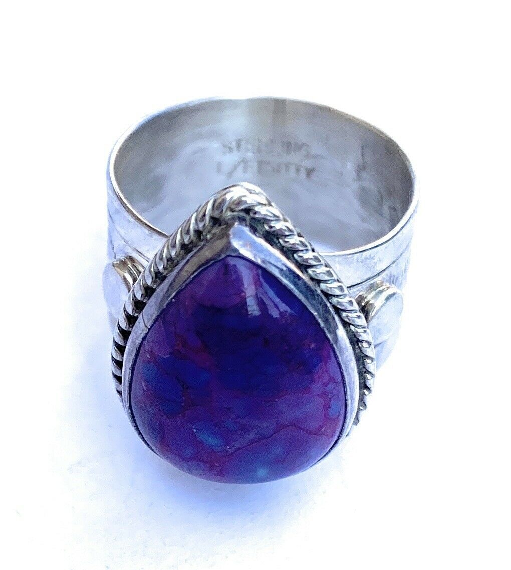 Navajo Purple Kingman Turquoise & Sterling Silver Ring Size 5.5