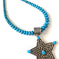 Navajo Turquoise & Sterling Silver Tufa Cast Star Beaded Necklace