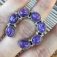 Charoite and Sterling Silver Naja Ring Size 8.5, Signed and Stamped