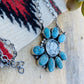 Navajo Sterling Silver & Carico Lake Turquoise Liberty Coin Necklace