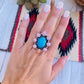 Navajo Rhodochrosite, Turquoise & Sterling Silver Cluster Ring Size 8.5