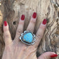 Navajo Classic Turquoise Sterling Southwestern Adjustable Ring Signed