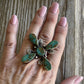 Sterling Silver & Royston Turquoise Scroll Petal Ring Size 8. Signed