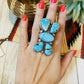 Navajo Turquoise & Sterling Silver Adjustable Ring Signed