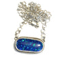 Navajo Sterling Silver & Iridescent Blue  Oval Opal  Sleek Pendant Necklace