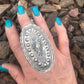 Navajo Sterling Silver Concho Statement Ring Sz 5 By Eugene Charley