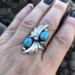 Navajo Turquoise  Sterling Silver Ring By J. Emerson Size 4.5.