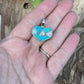 Zuni Iridescent Blue / White  Opal & Sterling Silver Heart Pendant