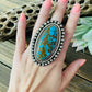 Navajo Number 8 Turquoise & Sterling Silver Ring Size 6 Signed