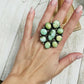 Navajo Sonoran Gold Turquoise & Sterling Silver Cluster Ring Size 7 Signed
