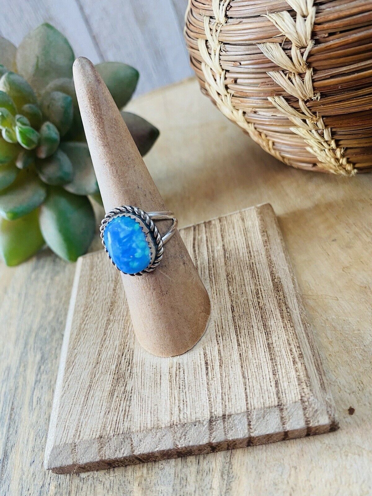 Navajo Sterling Silver & Blue Opal Ring
