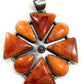 Navajo Sterling Silver Orange Spiny  Jumbo Cluster Pendant