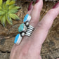 Navajo Sterling Silver Golden Hills & Sonoran Gold Turquoise 3 Stone Ring Sz 7.5