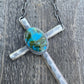 Navajo Sonoran Mountain Turquoise & Sterling Silver Cross Necklace Signed