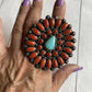 Shawn Cayatenito Sterling Silver Turquoise & Coral Statement Ring Size 8  Signed