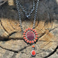 Navajo Purple & Orange Spiny Sterling Silver Drop Cluster Necklace Signed Begay