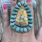 Navajo Sterling Bumblebee Jasper  and Turquoise Stone Ring Sz 9.5