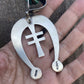 Navajo Sterling Silver & Red Turquoise Cross Naja Pendant By Martha Cayatineto