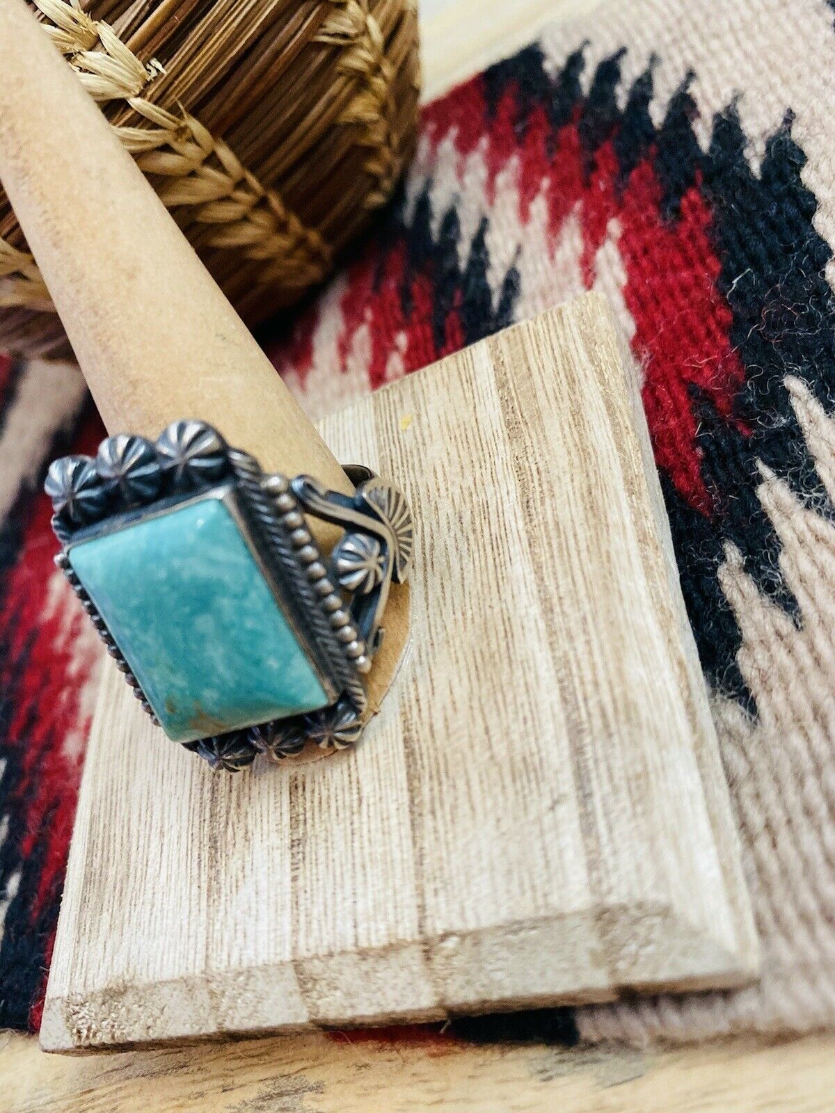Navajo Royston Turquoise & Sterling Silver Ring Size 12
