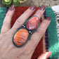 Orange Spiny Oyster & Sterling Silver Ring Size 7.5