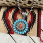 Navajo Sterling Silver, Turquoise & Red Spiny Pendant Signed