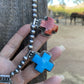 Buffalo Dancer Kingman Turquoise & Spiny Sterling Cross Beaded Necklace Signed