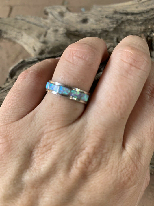 Zuni Sterling Silver Opal Stacker Ring