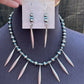 Navajo Turquoise Sterling Silver Pearl Necklace And Dangle Earring Set