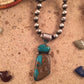 Vintage Navajo Pilot Mountain Turquoise  Sterling Silver Pendant Signed