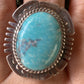 Navajo Kingman Turquoise Stamped Sterling Silver  Signed Statement Ring
