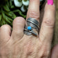 Navajo Sterling Silver & Turquoise Single Feather Adjustable Ring
