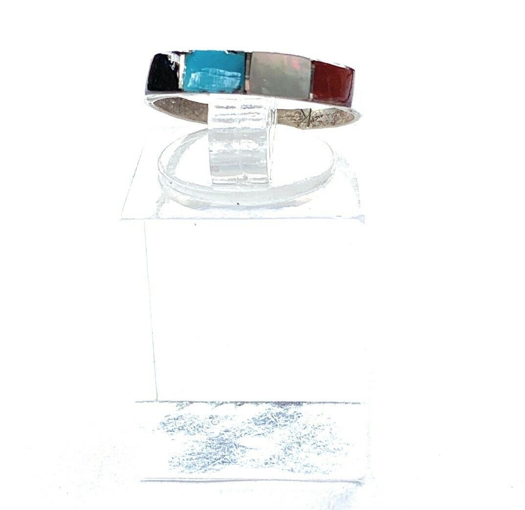 Zuni Multi Stone Stacker Ring Signed by Artist