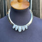 Navajo Sterling Silver & White Buffalo 5 Stone Choker Necklace Signed