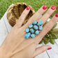 Navajo Turquoise & Sterling Silver Cluster Adjustable Ring