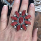Navajo Sterling Silver Natural Red Coral Cluster Ring Lorenzo James