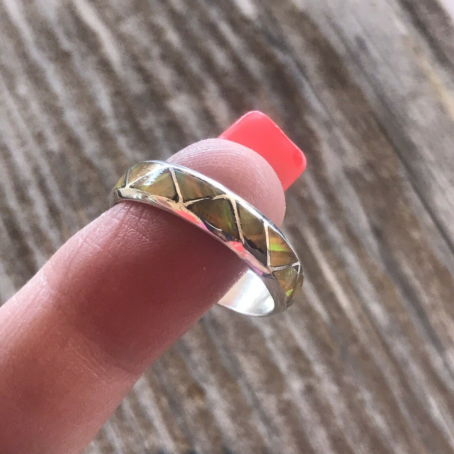 Navajo Sterling Silver Yellow Opal Band Ring