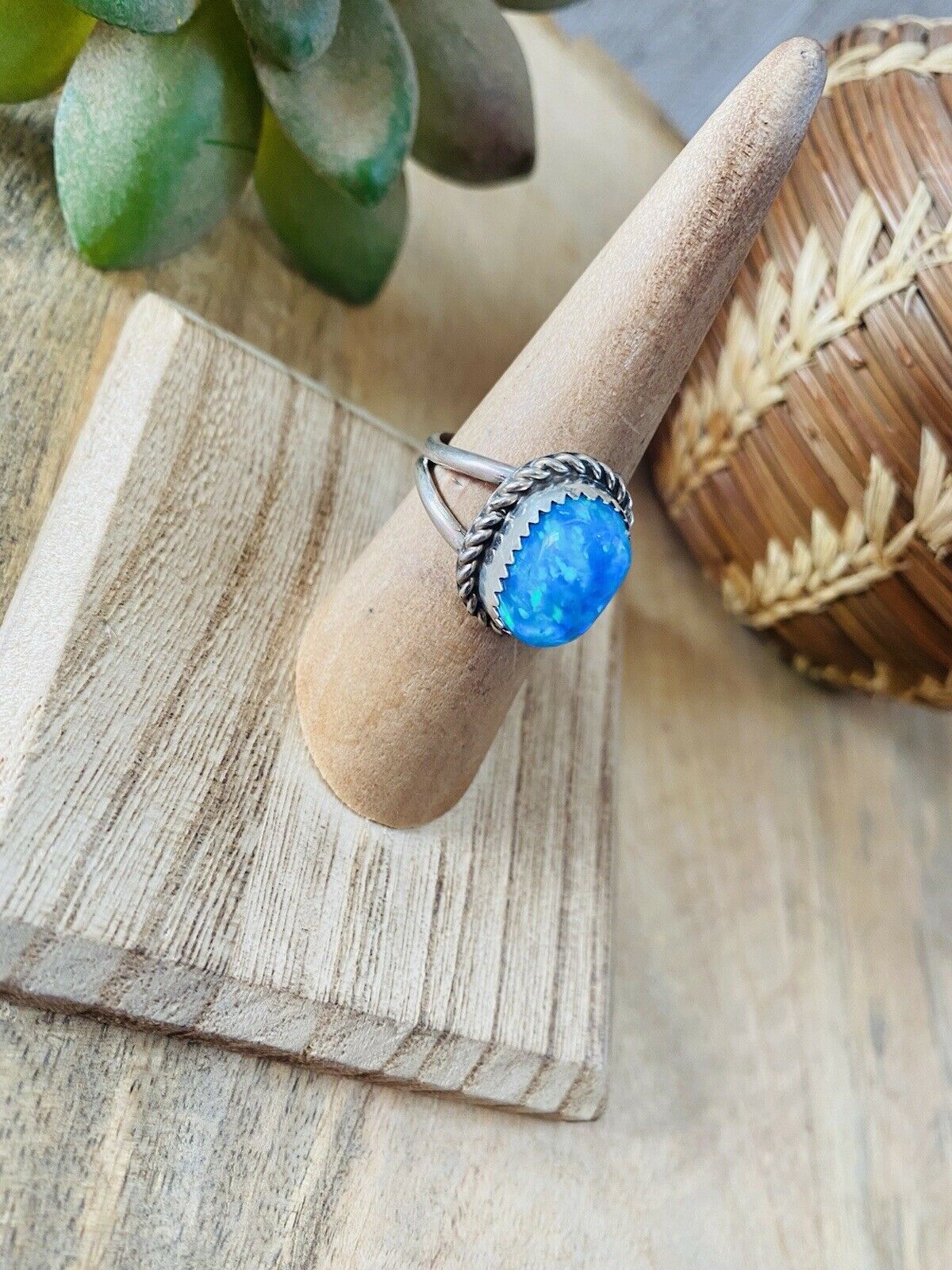 Navajo Sterling Silver & Blue Opal Ring