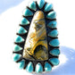 Navajo Sterling Bumblebee Jasper  and Turquoise Stone Ring Sz 8.5